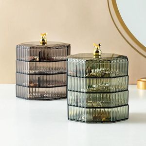 Three Layer Rotating Jewelry Storage Box Organizer <b>Display</b> <b>Case</b> Dustproof Desk Organizer for Home - Product Image 5