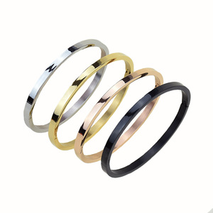 4/68mm Glossy Titanium Steel <b>Couples</b> Openings <b>Bracelet</b> Rose Gold Stainless Steel Simple <b>Bracelet</b> for Men and Women Diy Ornament - Product Image 1