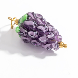 Accessori per Gioielli Fai-da-Te in Acciaio Inox, Ciondolo a Forma di Frutta Fresca in <span class=keywords><strong>Vetro</strong></span> di <span class=keywords><strong>Murano</strong></span> Lavorato a Mano per Orecchini e Bracciali - Product Image 2