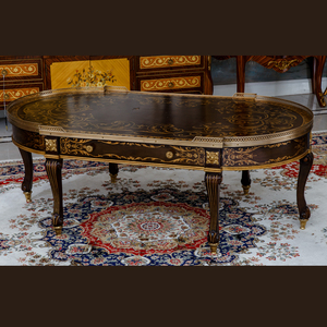 Otel veya Villa mobilya merkezi masa tedarikçisi siyah antika görünümlü sehpa doğrudan fiyat ahşap çin oyma oturma odası ev için - Product Image 4