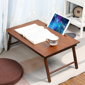 Japanese Style Wooden Foldable Bedside <b>Table</b> Tray For Reading And Work With Tablet Holder - Product Image 1