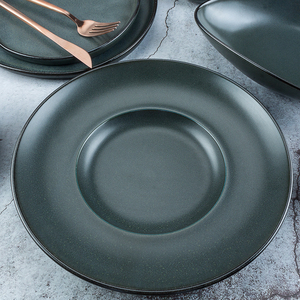 Service de vaisselle JQY, assiettes minimalistes, vaisselle unique en céramique avec glaçure réactive, ensemble d'assiettes à dîner pour restaurant - Product Image 3