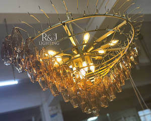 Lustre en cristal de verre fumé moderne pour la décoration intérieure de la chambre à coucher Plafonniers <span class=keywords><strong>Benini</strong></span> avec éclairage décoratif rond Tailles moyennes - Product Image 3