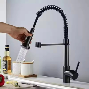 Rubinetto da <span class=keywords><strong>cucina</strong></span> a molla monocomando nero opaco, girevole a 360°, caldo/freddo, con doccetta estraibile, per lavello - Product Image 4