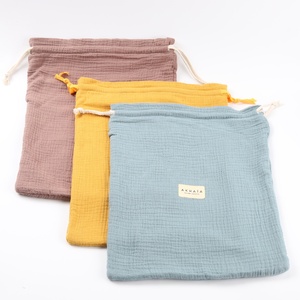 Pochette personnalisée de haute qualité avec cordon de serrage, doublure en velours, tissu gazeux en coton, sac de rangement pour cosmétiques, emballage cadeau - Product Image 3