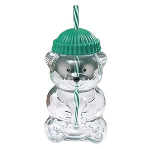 Gobelets à boisson multicolores de 20 oz, résistants à la chaleur, en verre, avec paille, motif ours mignon, pour café, jus, thé et lait - Product Image 6