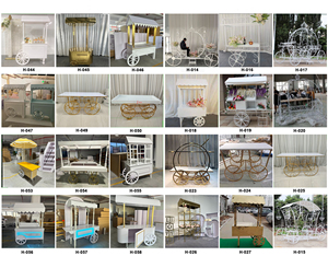 Lisse Brillant Or Acrylique Champagne Doux Dessert Bonbons <span class=keywords><strong>Chariot</strong></span> Fleur Dessert <span class=keywords><strong>Bar</strong></span> Présentoir PVC Bonbons <span class=keywords><strong>Chariot</strong></span> avec Roues - Product Image 3