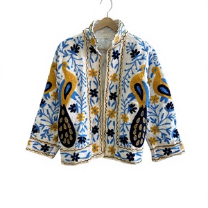Traditional Indian Handmade Finished Suzani <b>Jacket</b> for <b>Women</b> Autumn <b>Lightweight</b> Floral Embroidery Boho Ethnic Vintage Cotton - Product Image 1