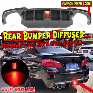 F10 Car Rear Bumper <b>Diffuser</b> Lip W/ <b>Led</b> Brake Light for BMW F10 528i 530i M Sport 2010-2016 Rear Bumper Spoiler Lip Splitter - Product Image 1