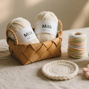 Akrilik yün 100g 5Ply 50g Amigurumi tafting el örgü 3 kat ince organik süt pamuk tığ iplik geri dönüşümlü fantezi iplik iplik - Product Image 2