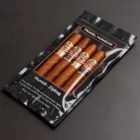 Sacs d'emballage personnalisés en aluminium avec fermeture éclair pour cigares, sacs d'emballage pour cigares humidifiés, sacs d'emballage vides pour 4 à 6 cigares avec fenêtre, enveloppes pour cigares