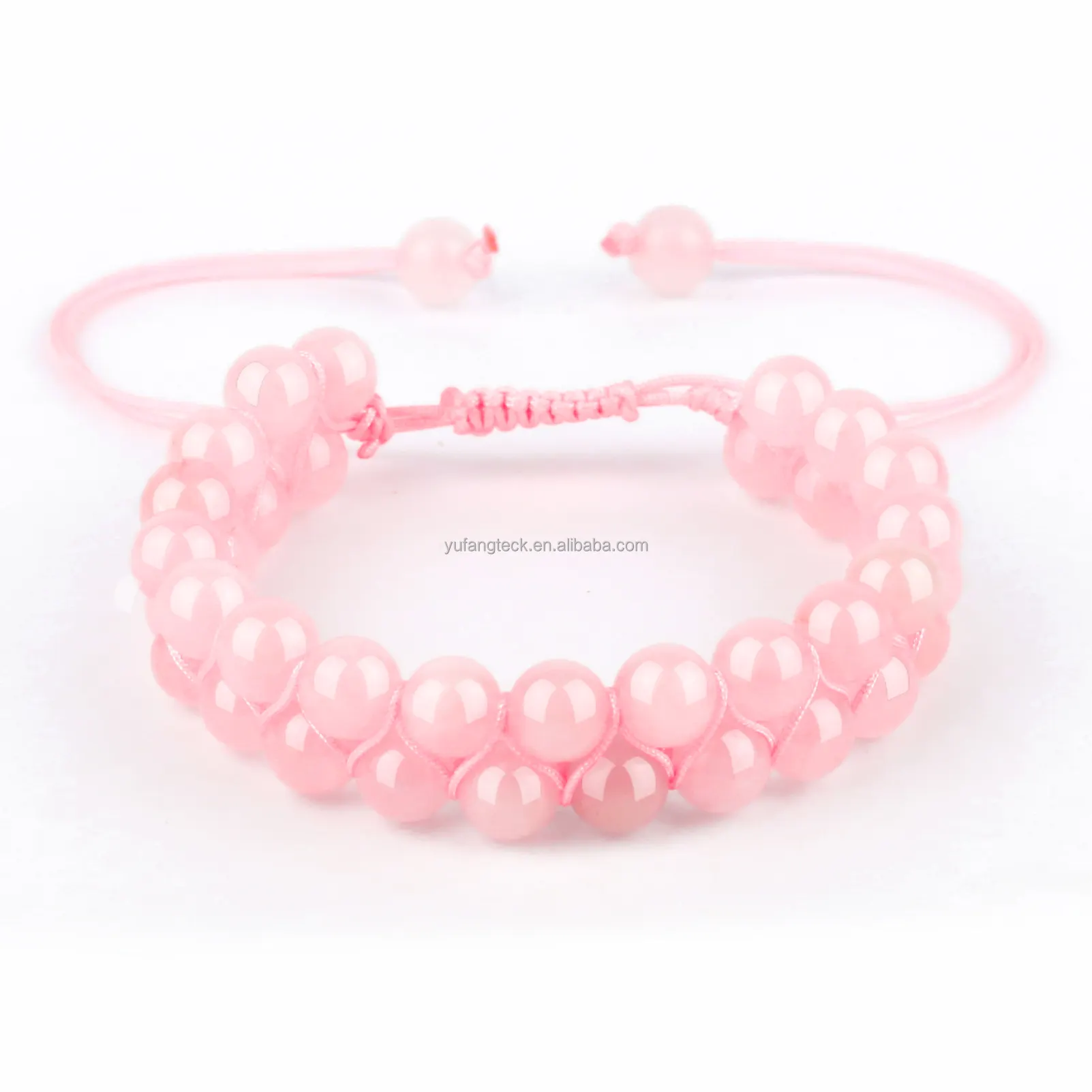 Rose Quartz Braided Bracelet 6mm Double Row Beads Adjustable Crystal Bracelets For Women Fashion Jewelry bracelets