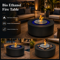 Table de foyer au bioéthanol ronde, pour intérieur et extérieur, cheminée au bioéthanol, table basse avec brûleur en acier inoxydable