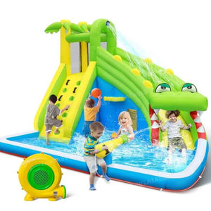 מחליק מים מתנפחים בית סדרן טירה עם בריכה ואקדח מים לילדים - Product Image 2