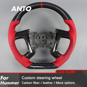 Intérieur de voiture de luxe pour H1 H3, volant personnalisé en cuir rouge de qualité supérieure, véritable fibre de carbone, support intelligent LED - Product Image 2