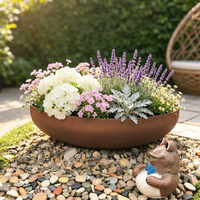 Bac à feu minimaliste en acier corten, pot de fleurs, bol à eau, décoration de jardin intérieur et de patio, résistant à la corrosion