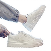 Chaussures de skate blanches pour hommes, respirantes, à bout rond, à lacets, semelle en caoutchouc, décontractées, tendance, toutes saisons