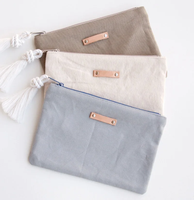 Dompet genggam Mini kanvas polos katun dompet koin kustom gantungan kunci dompet koin