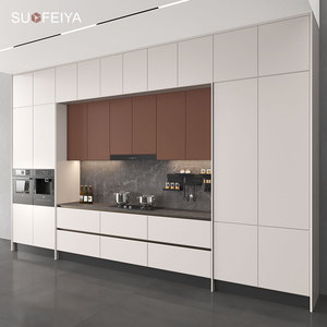 Sofeyia hiện đại màu trắng thiết kế nhà bếp đảo tùy chỉnh hoàn thành phẳng gói bồn rửa MDF carcase sơn mài Bảng điều khiển cửa kính căn hộ - Product Image 3