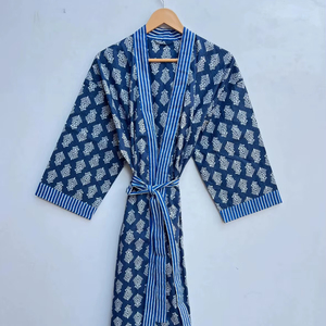 Bata Kimono de Algodón con Estampado, Bata de Dama de Honor, Ropa de Dormir de Verano, Talla Grande, Unisex, Cuello en V, Largo hasta la Rodilla, Estilo Boho - Product Image 1