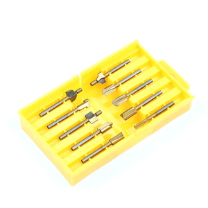 <span class=keywords><strong>HSS</strong></span> 10pc <span class=keywords><strong>Fraise</strong></span> <span class=keywords><strong>Fraise</strong></span> Titane plaqué En Plastique En Boîte Or Haute vitesse En Acier À Bois Coupe Couteau - Product Image 4