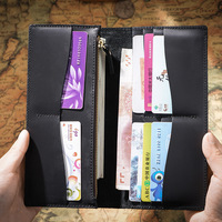 Dompet Kulit Asli Panjang TIDING Logo Kustom Cokelat Vintage RFID Kulit Crazy Horse 2025 Dompet Panjang Pria Terlaris