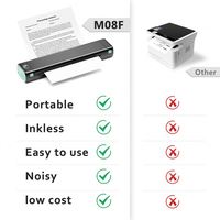 Printer Thermal Portabel Nirkabel Phomemo M08F A4, Printer Mini Mobile Tanpa Tinta untuk Kontrak Bisnis, Stencil Tato, Mesin Fotokopi