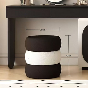 Großhandel Runder Moderner Ottoman-Hocker Möbel Kleiner Cremeweißer Ottoman für Wohnzimmer Schlafzimmer <span class=keywords><strong>Otoman</strong></span> Schminkstuhl - Product Image 1