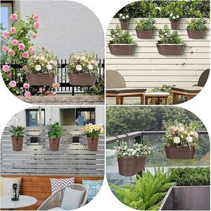 Outdoor <strong>Balcony</strong> Fence Hanging Flower Pots Galvanized <strong>Railing</strong> <strong>Planters</strong> With Fixed Hooks Support <strong>for</strong> Custom Colors - Product Image 6