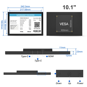 Monitor Táctil de 10.1 Pulgadas y 400 Nits con Tecnología de Unión Óptica G+G, Pantalla Secundaria POS con Soporte Táctil para Comercio Minorista - Product Image 3