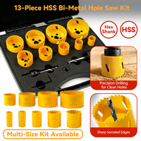 Kit de scies cloches bimétalliques HSS COOFIX 13 pièces 19-64 mm avec tige hexagonale pour perceuses électriques et de table