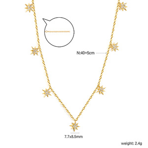 Collar de estilo europeo con estrella de ocho puntas, colgante de cadena de aleación de zinc para mujer, joyería de fiesta - Product Image 4