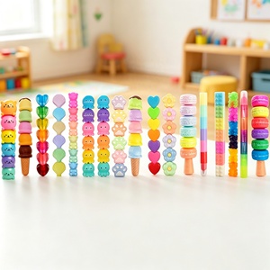 Marcadores Creativos Apilables en Múltiples Secciones con Formas de Osito, Corazón, Pulpo y Flor en Colores <span class=keywords><strong>Pastel</strong></span> para Niños, Estudiantes y Oficina - Product Image 1