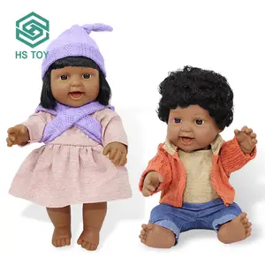 HS Toy Silicone Baby Black African Dolls 12 Inch 30CM Handmade Full Body Realistic Reborn Vinyl with Window Box