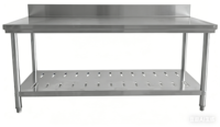 Table de préparation en acier inoxydable de haute qualité, table de travail multi-niveaux en inox avec étagère de rangement pour la transformation alimentaire commerciale
