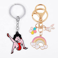 Llavero de metal esmaltado con forma de tapa de botella, chapado en latón, ecológico, personalizado, con diseño de dibujos animados/anime, bonito, para niñas y mujeres, ideal como souvenir.