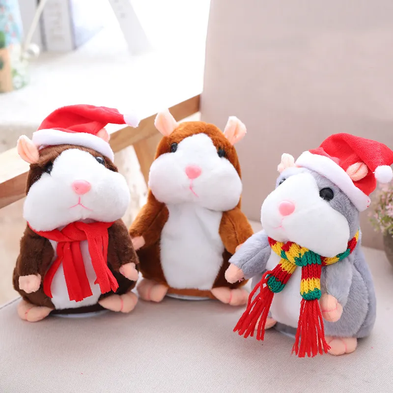 Giáng sinh sang trọng nói chuyện hamster đồ chơi và di chuyển nhồi bông hamster đồ chơi Giáng sinh Hamster nhồi bông và đồ chơi sang trọng