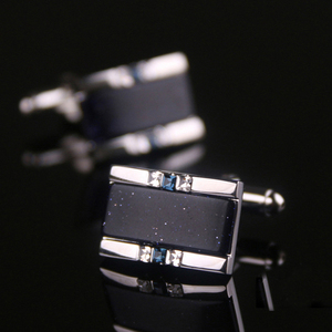 Khuy Măng Sét Kiểu Pháp Bằng Thép Không Gỉ Tùy Chỉnh Khuy Măng Sét Nam Mạ Vàng Đính Kim Cương Với Màu Đen Lấp Lánh - Product Image 4