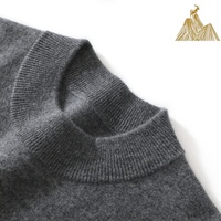 Pull en cachemire pour homme, col semi-montant, fil fin 28S, calibre 14, chaud et doux, idéal pour l'hiver