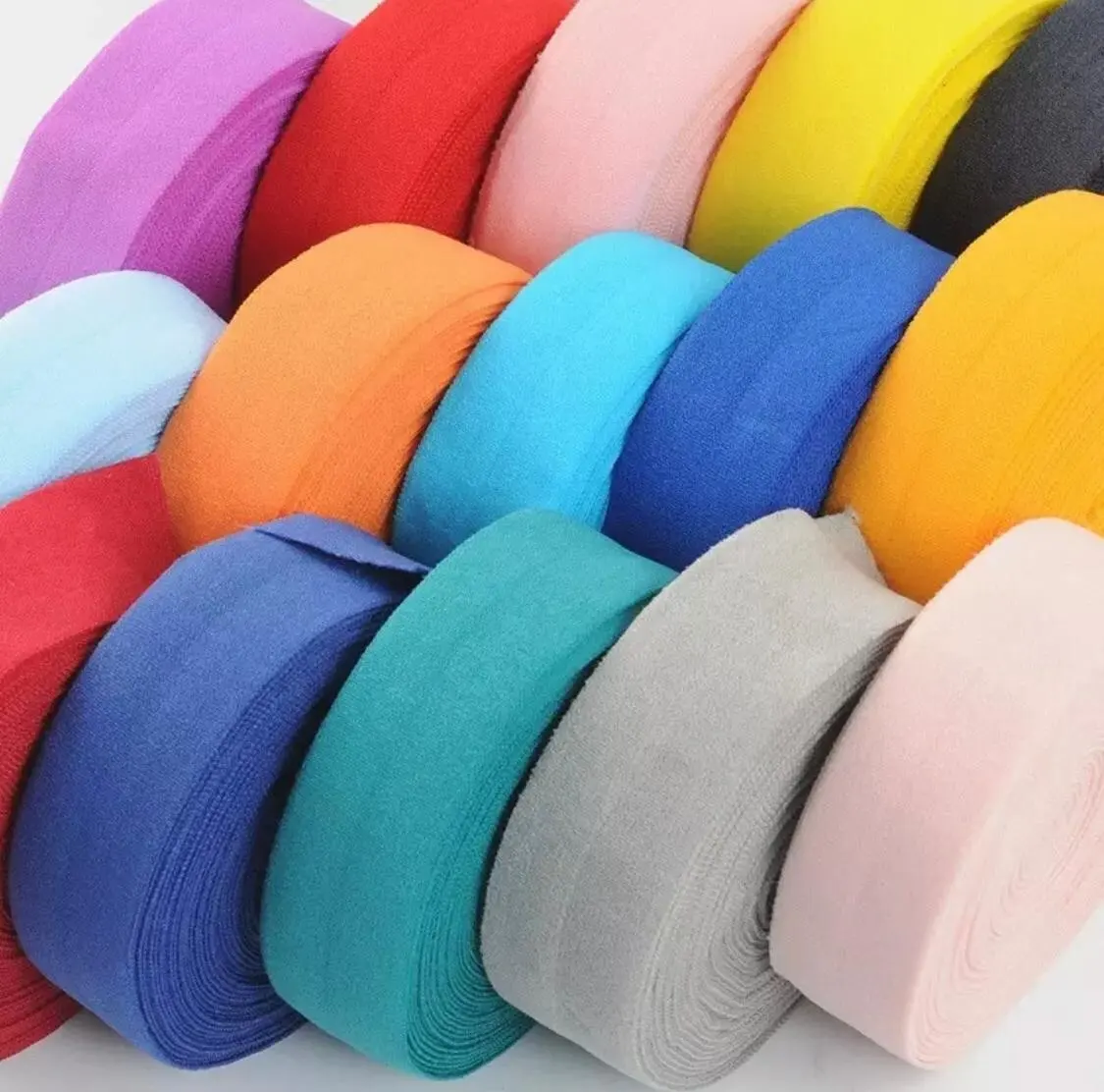 Fabriek Groothandel 20Mm Eenzijdige Shinny Vouw Over Elastische Nylon Keperband Bias Binding Tape Voor Kleding Webbing Strap