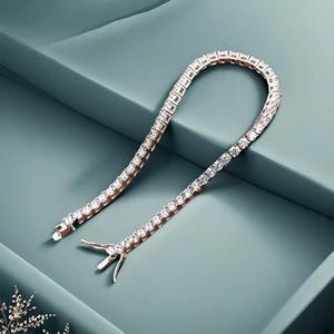 Dropshipping Bracelet en argent sterling S925 haut de gamme 2 mm 0,1 ct Moissanite Bijou tendance élégant pour femmes - Product Image 3