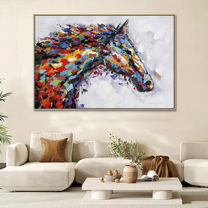 Décor à la maison Palette couteau fait à la main <span class=keywords><strong>abstrait</strong></span> 3D <span class=keywords><strong>cheval</strong></span> mur Art <span class=keywords><strong>acrylique</strong></span> couleurs animaux peintures - Product Image 3
