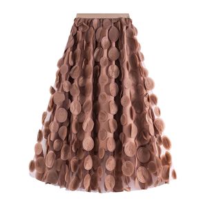 Retro một dòng váy lớn Swing thiết kế cảm giác ba chiều sóng điểm gạc váy eo cao váy - Product Image 2