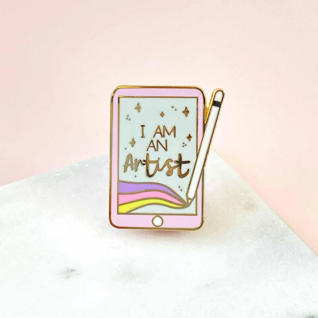 Electronic Notebook Gold Soft Hard Enamel Metal Lapel Pins Pad and Pen Decorative Badge Brooch Literary Gift for Book Lovers