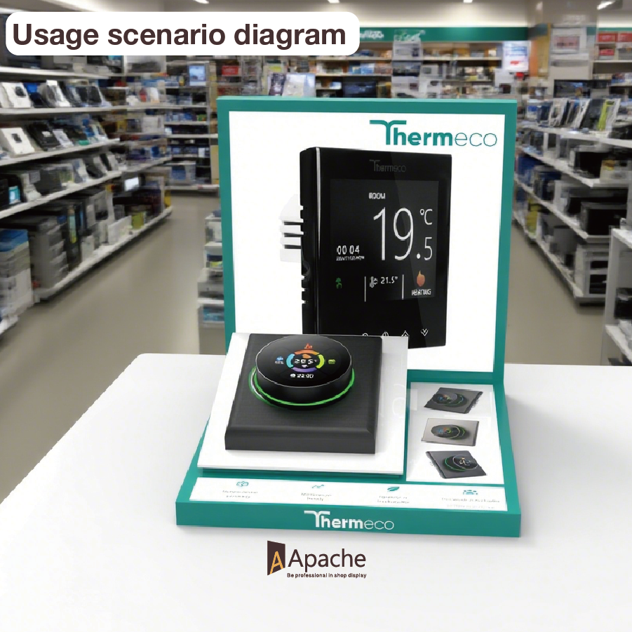 Apache Acrylic LED Screen Electronic Product Counter Display Stand Supermarket Shelves for Thermostat — view 5