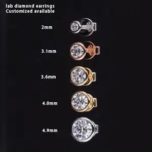 Starsgem 14K Gouden Sieraden Earbob Bezel Instelling Duw Terug Man Gemaakt Gemaakt Lab Gegroeide Diamanten Oorbellen
