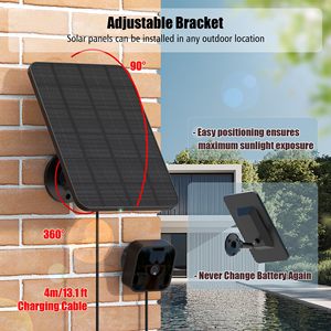 Panneau solaire 3W pour caméra <span class=keywords><strong>Blink</strong></span> Outdoor 4ème et 3ème génération XT3 XT2 XT, 2600mAh ETFE monocristallin avec support, câble <span class=keywords><strong>de</strong></span> 13,1 pieds, prise en caoutchouc - Product Image 3