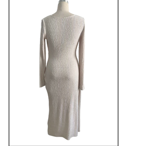 Abito Lungo Elasticizzato da <span class=keywords><strong>Donna</strong></span> Autunno Inverno Stile Vintage Texture Lavorata a Maglia Antistatico Casual Maxi Dress - Product Image 6