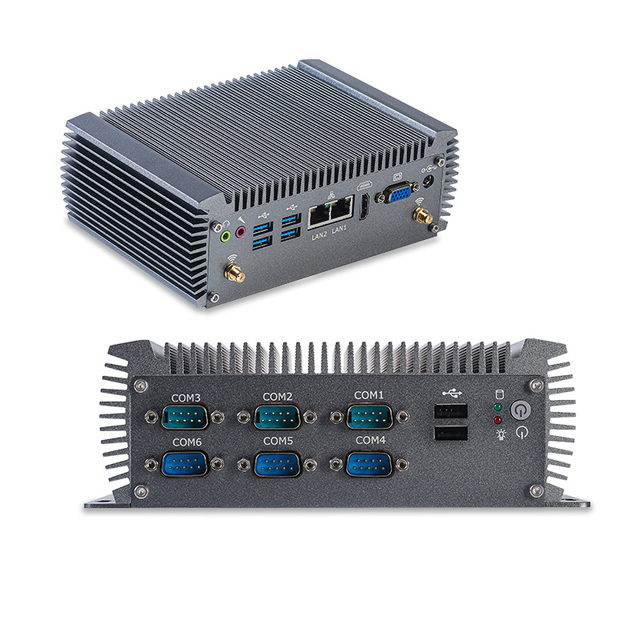Fanless PC Industrial Computer I5-7287U I7-7660U Processor Low Power Industrial Mini Pc 6*USB 6*COM HDMI+VGA Display