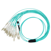 Cable de Conexión de Fibra Óptica Multimodo 24F OM3 MPO a LC 40G/100G LSZH Aqua para Cableado de Centros de Datos de Alta Densidad